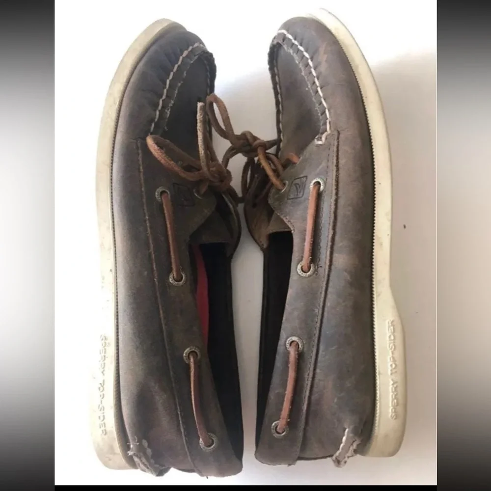 SPERRY TOPSIDER Dark Brown Boat Shoes Size 7.5 EUC